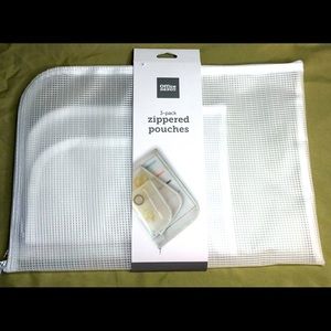 3 White Zippered Pouches